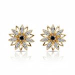 ブラックセンターフラワーピアス